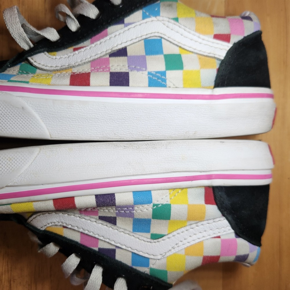 VANS Shoes Old Skool Checkerboard Sneakers Multicolor Canvas Lace Up Size 3 Kids - Picture 9 of 10